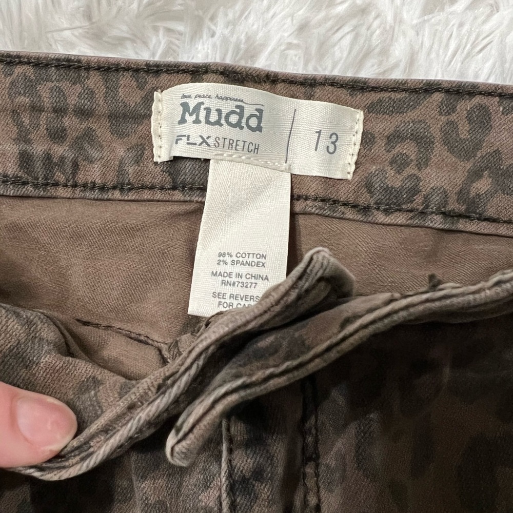 Mudd Skirt 13 juniors Fall leopard print denim cotton stretch large 🌻 - Picture 7 of 7